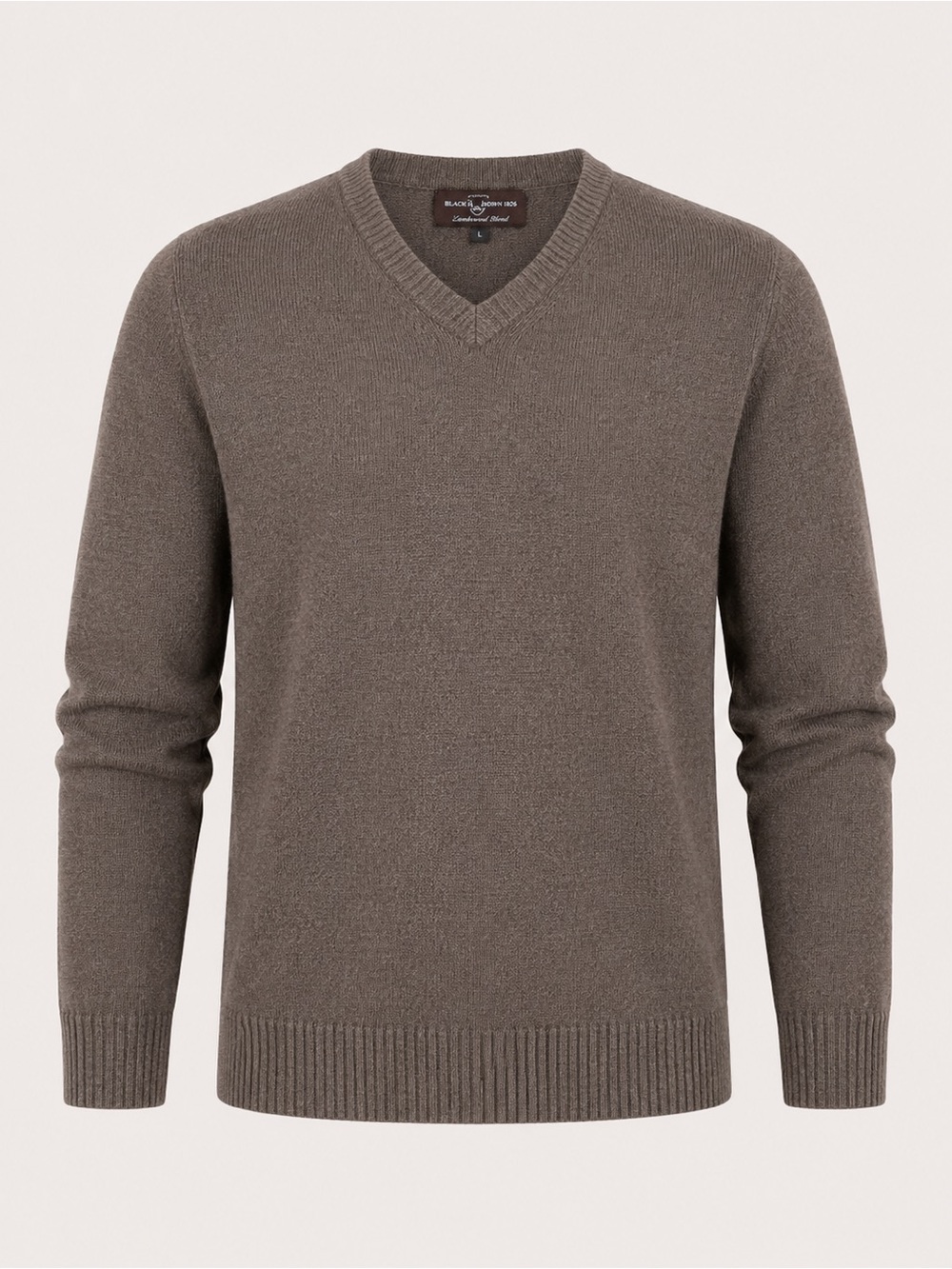 Black Brown 1826 Lambswool Blend V-Neck Sweater Brown Large Classic Casual Fall